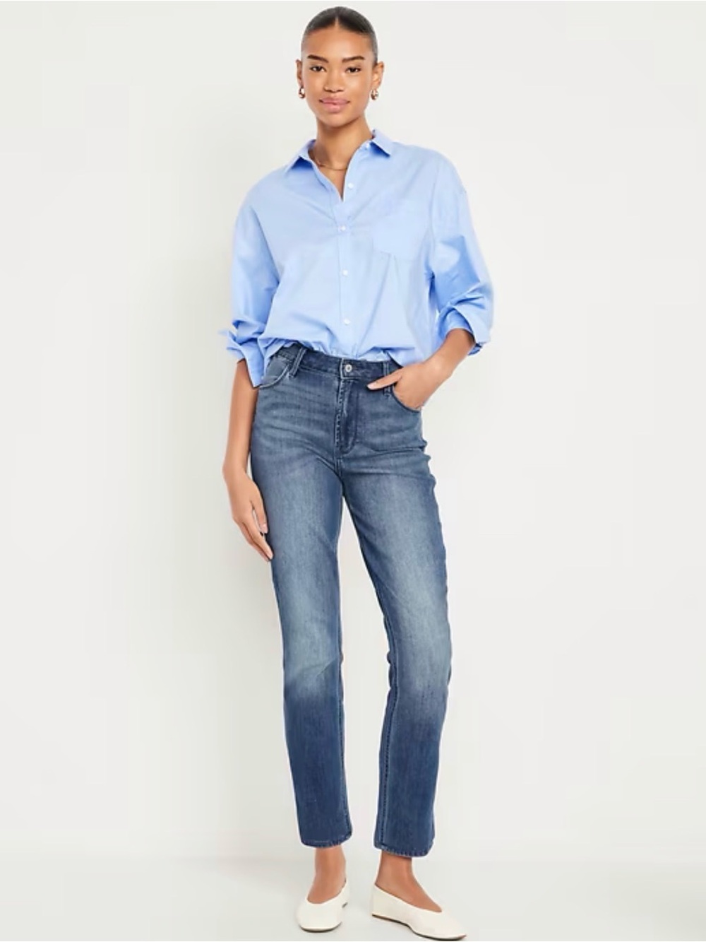 Old Navy Women’s Blue Straight-Leg Jeans